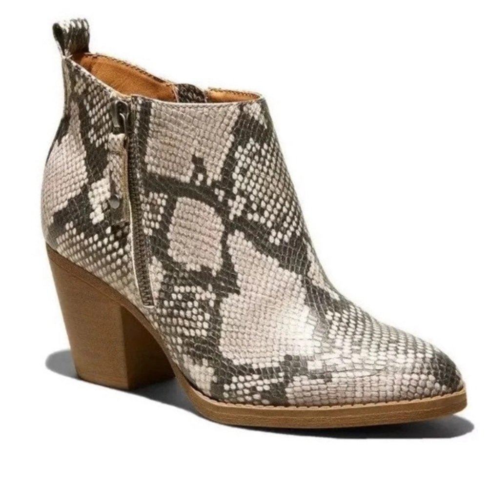 Snakeskin Ankle Heel Booties